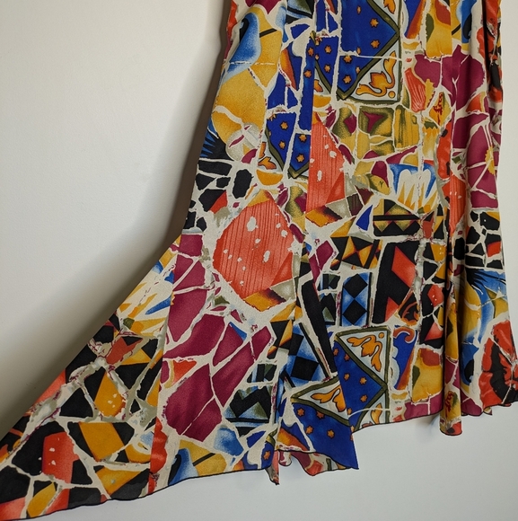 Nygard Asymmetrical Abstract Mosaic Funky Print Midi Skirt Size 14 - Picture 9 of 14